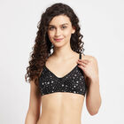 Printed Non-Padded Basic Bra, Black, small image number null