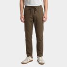 Men's Dark Green Slim Fit Drawstring Casual Trousers, गहरा हरा, small
