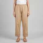 Women's Beige Regular Fit Lace Trimmed Palazzos, गहरा पीला, small