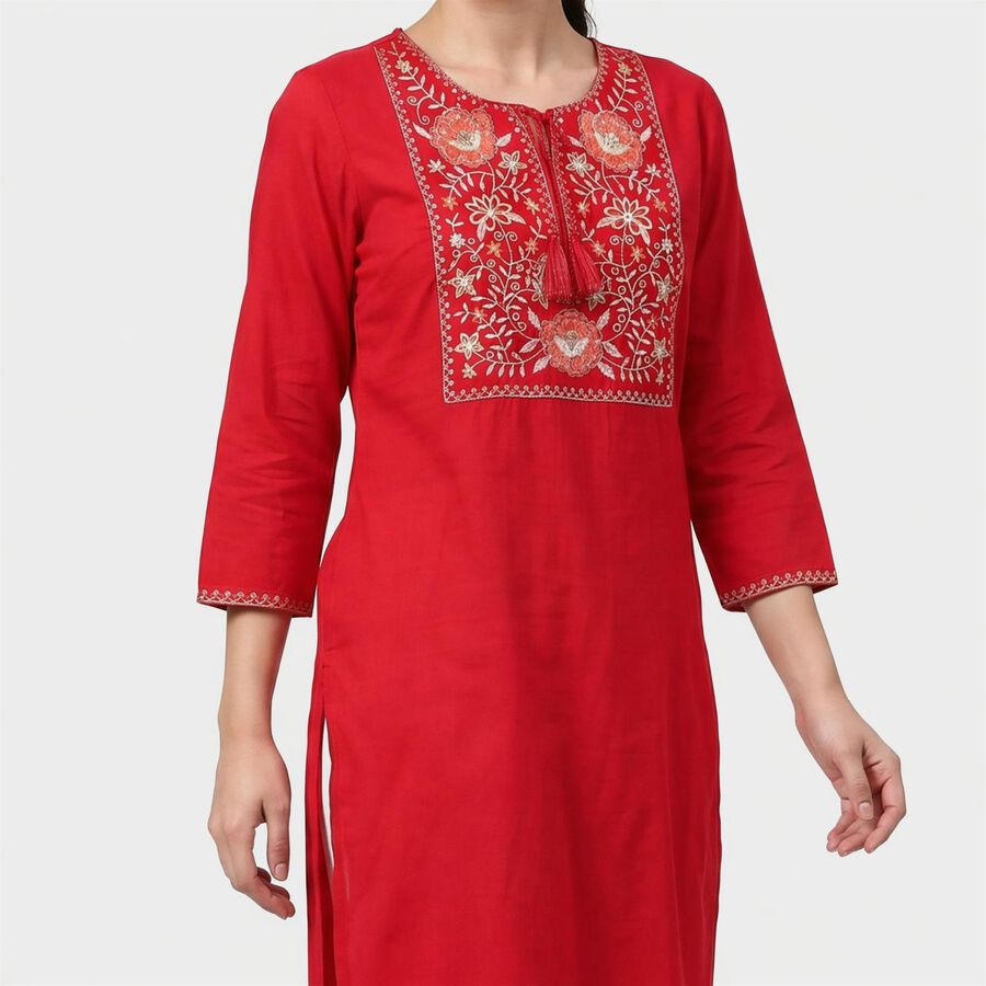 Women's Fuchsia Round Neck EmbroideFuchsia Kurta, Fuchsia, large