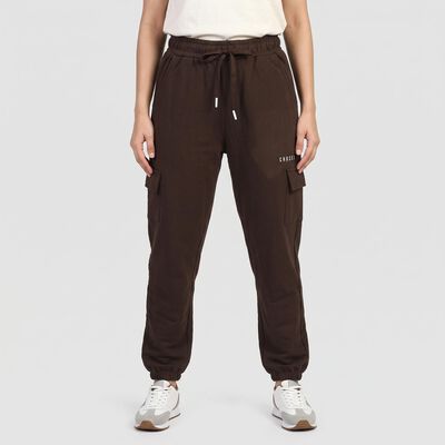 Women's Brown Jogger Fit Cargo Track Pants