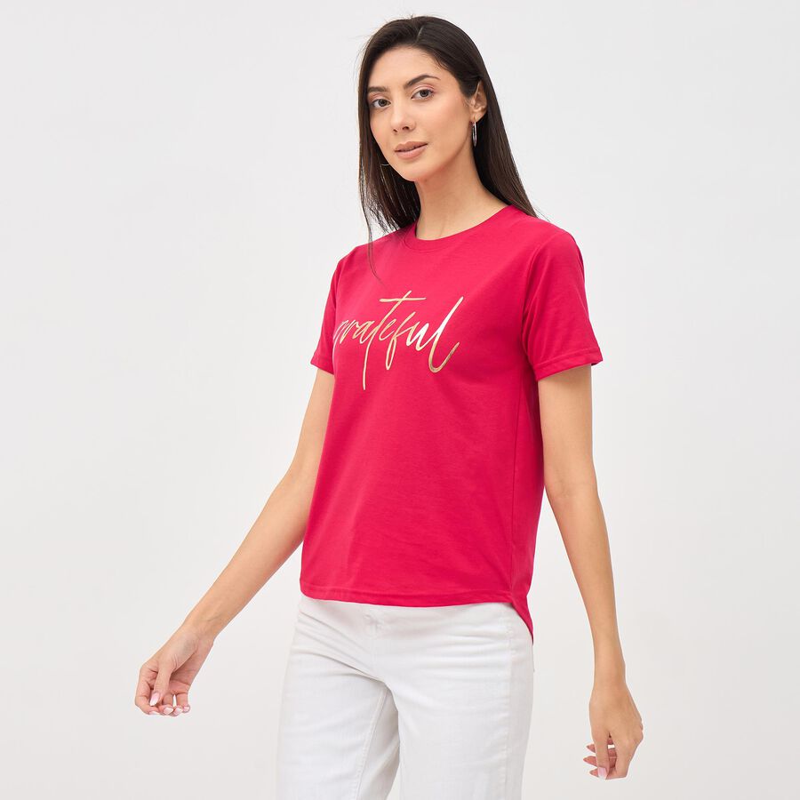 Ladies' Round Neck T-Shirt , Fuchsia, large image number null