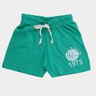 Boys Green Regular Fit Printed Bermuda Shorts, Dark Green, small