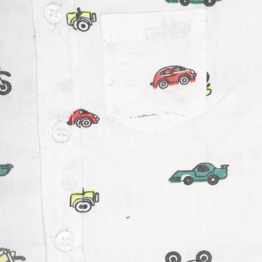 Infants Cotton Printed Shirt, White, large image number null