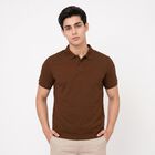 Men's Beige Polo Neck Polo T-Shirt, Beige, small