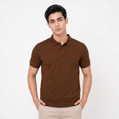 Men's Beige Polo Neck Polo T-Shirt