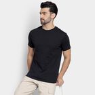 Men's 100% Cotton Round Neck Half Sleeves T-Shirt , Black, small image number null