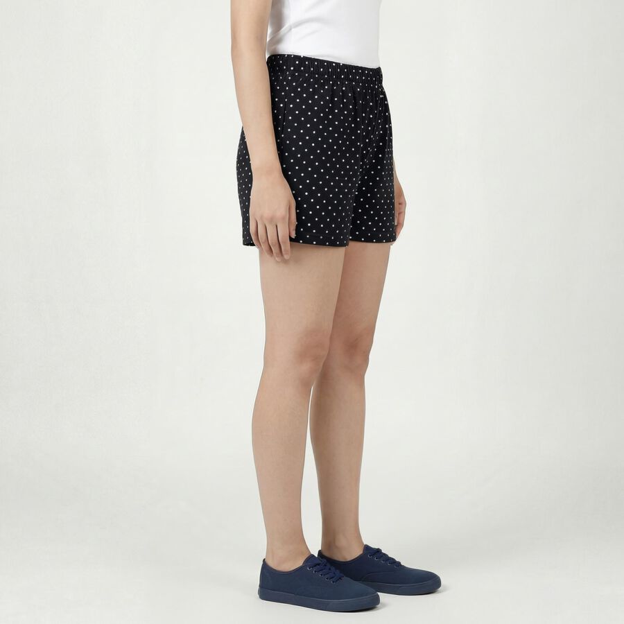 Women's Black Cotton Minimalist Shorts, Black, large