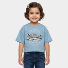Girls Light Blue Crew Neck Crop T-Shirt, Light Blue, small