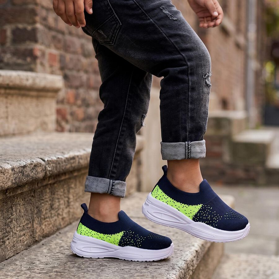 Boys' Navy Blue Slip-On Sneakers, Navy Blue, large