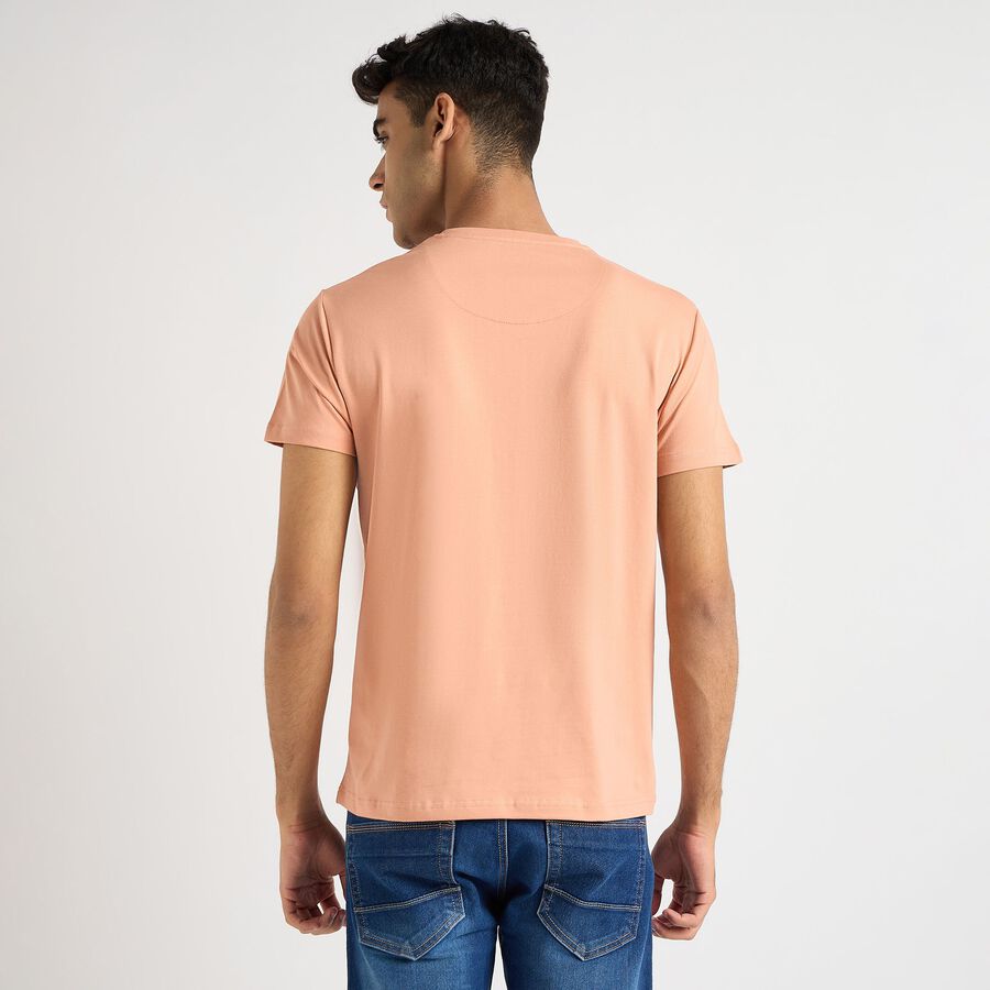 Men's Round Neck Half Sleeves T-Shirt, Peach, large image number null
