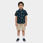 Boys' Navy Blue Cotton Half Sleeve Classic Collar Casual Shirt, नेवी ब्लू, small
