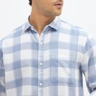 Men's Light Blue and White Spread Collar Casual Shirt, Light Blue, small image number null