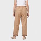 Women's Beige Regular Fit Solid Elastic Waist Palazzos, Beige, small