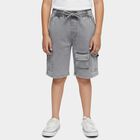 Boys Light Grey Regular Fit Printed Elastic Waist Bermuda Shorts, Light Grey, small