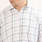 Men's White Cotton Classic Collar Casual Shirt, White, small
