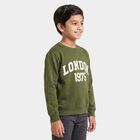 Boys' Olive Green Crew Neck Pullover Sweatshirt, Olive, small