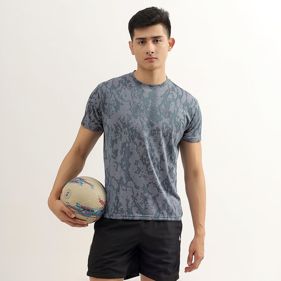 Men's Dark Slate Blue Crew Neck Drifit Tee Shirt, गहरा नीला, large image number null