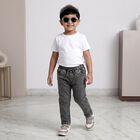 Boys Grey Slim Fit Washed Jeans, Light Grey, small