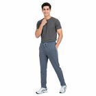 Men's Blue Straight Fit Solid Track Pants, Mid Blue, small