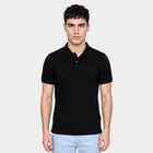 Men's Black Polo Neck Polo T-Shirt, Black, small