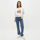 Women's Light Grey Crew Neck Casual Sweatshirt, Melange Light Grey, small image number null