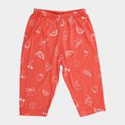 Girls' Orange Regular Fit Printed Capri, Coral, small