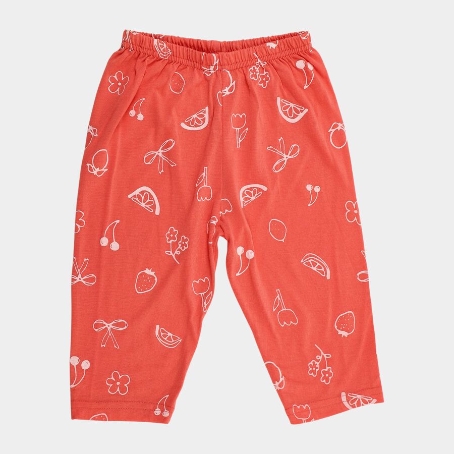 Girls' Orange Regular Fit Printed Capri, Coral, large