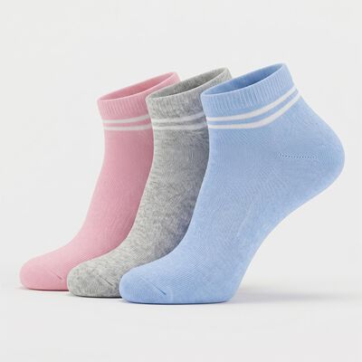 Women's Assorted Regular Fit Striped Pack of 3 Socks