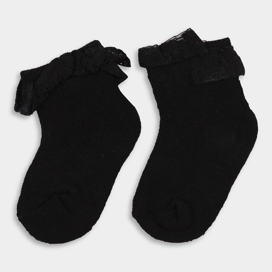 Infants' Socks (Pack of 2), Black, large image number null