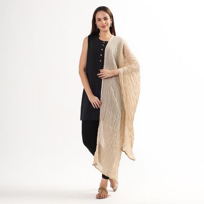Women's Light Beige Crinkled Dupatta