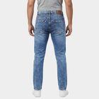 Men's Navy Blue Slim Fit Washed Jeans, Dark Blue, small