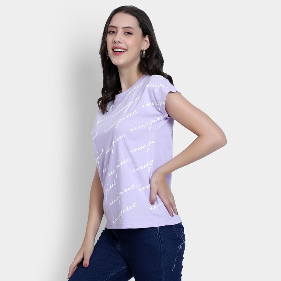 Ladies' Round Neck T-Shirt , बैंगनी, large image number null