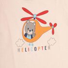 Infant Boys' Peach Cotton Boat Neck Graphic Baba Suit, Peach, small image number null