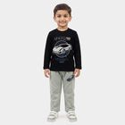 Boys Navy Blue Round Neck Graphic Print Baba Suit, Navy Blue, small