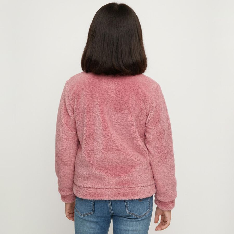 Girls Light Pink Crew Neck Casual Sweatshirt, Light Pink, large image number null