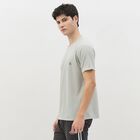 Men's Light Grey Crew Neck Athleisure T-Shirt, हल्का ग्रे, small