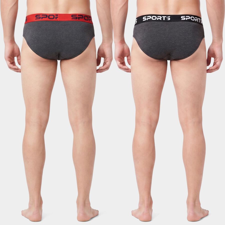 Men's Charcoal Regular Fit Solid Briefs, Charcoal, large
