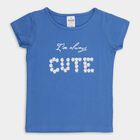 Girls' 100% Cotton T-Shirt , मध्यम नीला, small image number null
