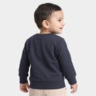 Infants' Navy Blue Round Neck Pullover Sweatshirt, Navy Blue, small
