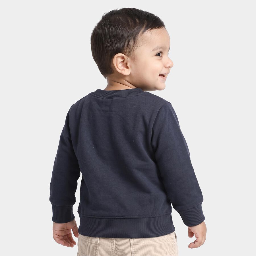 Infants' Navy Blue Round Neck Pullover Sweatshirt, Navy Blue, large
