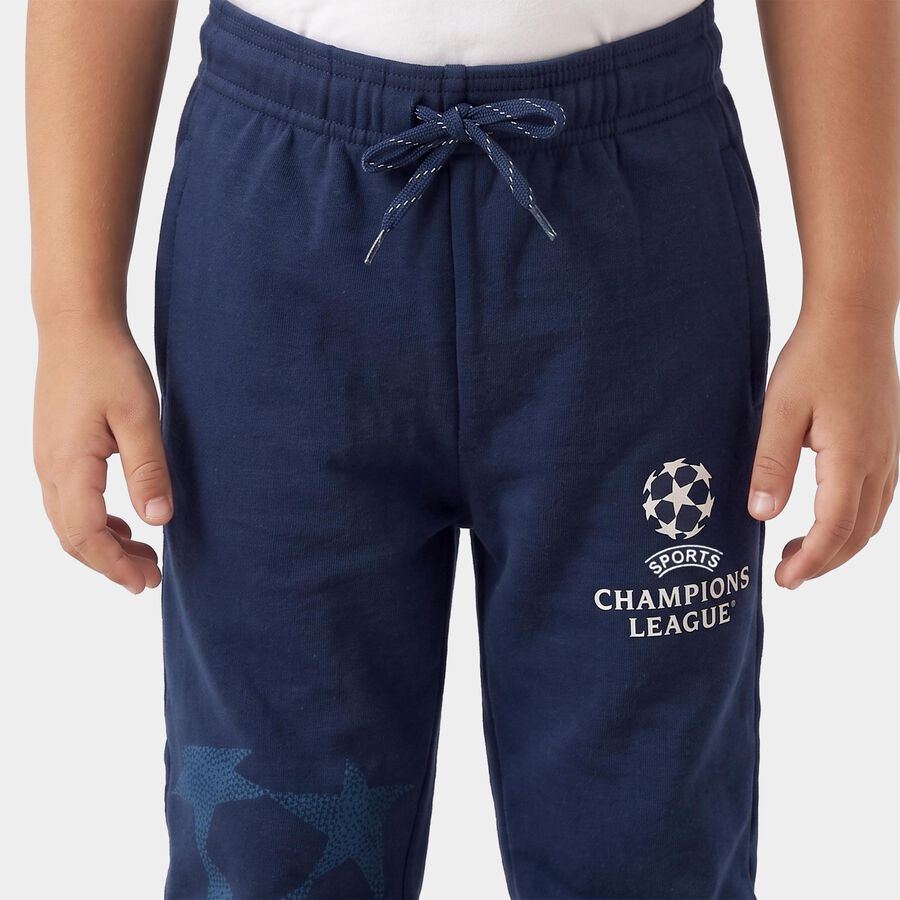 Boys' Navy Blue Jogger Fit Sports Print Pyjama, Navy Blue, large