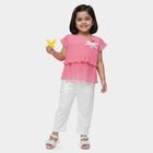 Girls Fuchsia Layered Top and White Capri Set, Fuchsia, small