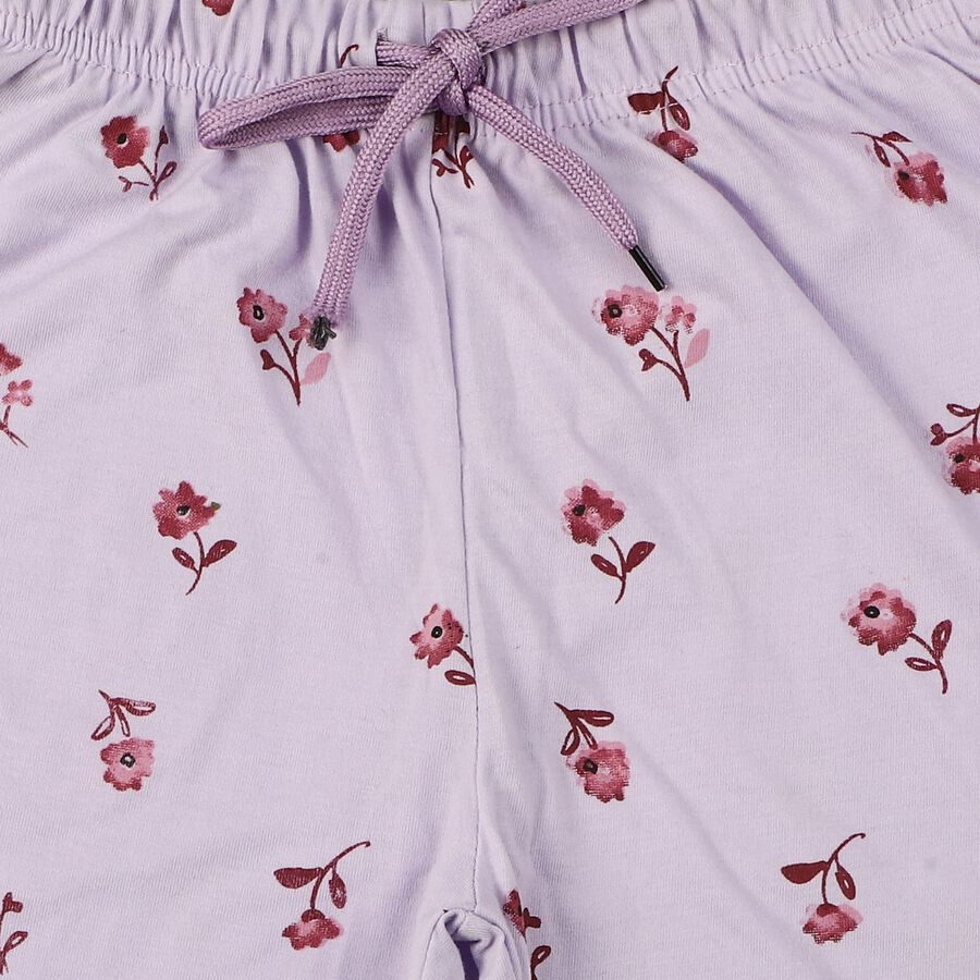 Girls' Lavender Jogger Floral Printed Pyjama, Lilac, large