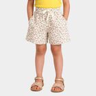 Girls' White Cotton Regular Fit Shorts, ऑफ व्हाइट, small