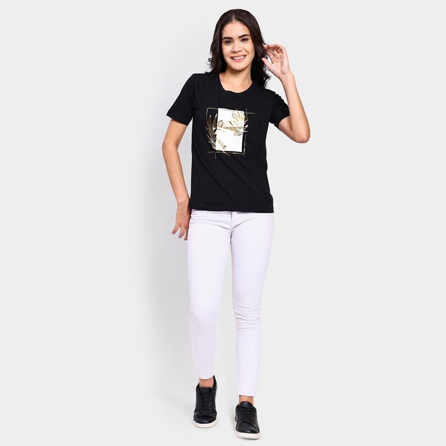 Ladies' Round Neck T-Shirt , Black, large image number null