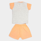 Infants Cotton Stripes Baba Suit, Orange, small image number null