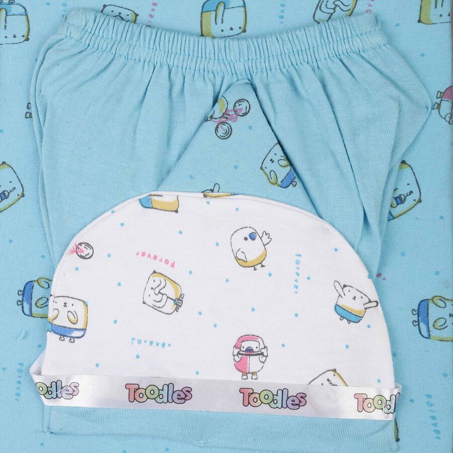 Infants Cotton Printed Baby Gift Set, Light Blue, large image number null