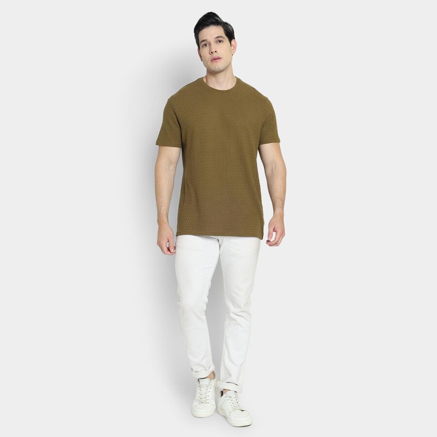 Men's Round Neck Half Sleeves T-Shirt, Brown, large image number null