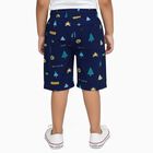 Boys Navy Blue Forest Print Cotton Jamaican Shorts, Navy Blue, small image number null